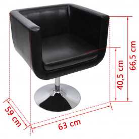 Fotoliu de bar, piele artificială, negru - Img 4
