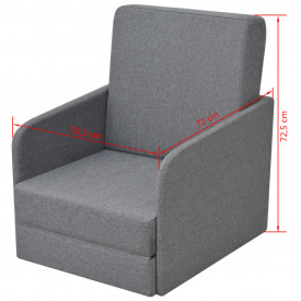 Fotoliu extensibil textil 59,5 x 72 x 72,5 cm, gri deschis - Img 6