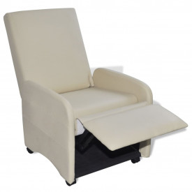Fotoliu pliabil, piele artificială, crem - Img 2