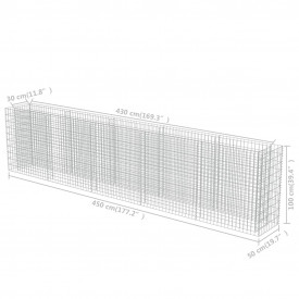 Gabion jardinieră din oțel galvanizat, 450 x 50 x 100 cm - Img 8