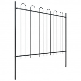 Gard de grădină cu vârf curbat, negru, 1,7 x 1,5 m, oțel - Img 2