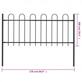 Gard de grădină cu vârf curbat, negru, 1,7 x 1 m, oțel - Img 5
