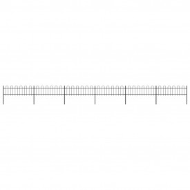 Gard de grădină cu vârf curbat, negru, 10,2 x 0,6 m, oțel