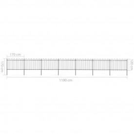 Gard de grădină cu vârf curbat, negru, 11,9 x 1,2 m, oțel - Img 5