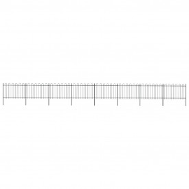 Gard de grădină cu vârf curbat, negru, 13,6 x 1,2 m, oțel