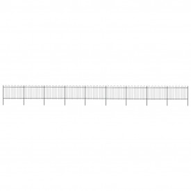 Gard de grădină cu vârf curbat, negru, 15,3 x 1,2 m, oțel