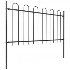 Gard de grădină cu vârf curbat, negru, 15,3 x 1 m, oțel - Img 2