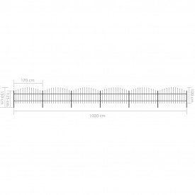 Gard de grădină cu vârf suliță, negru, (0,75-1)x10,2 m, oțel - Img 5