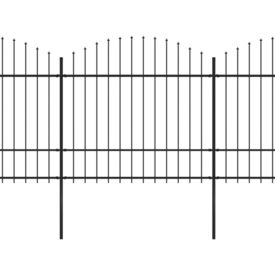 Gard de grădină cu vârf suliță, negru, (1,5-1,75)x11,9 m oțel