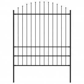 Gard de grădină cu vârf suliță, negru, (1,75-2) x 1,7 m, oțel