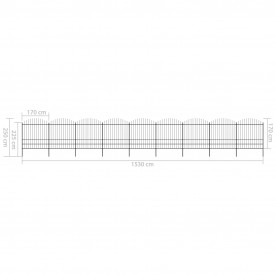 Gard de grădină cu vârf suliță, negru, (1,75-2) x 15,3 m oțel - Img 5