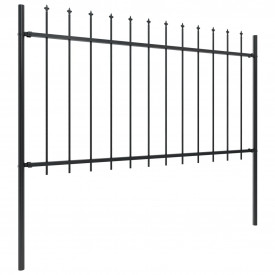 Gard de grădină cu vârf suliță, negru, 10,2 x 1 m, oțel - Img 2