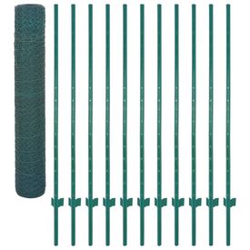 Gard din plasă de sârmă cu stâlpi, verde, 25 x 1,5 m, oțel - Img 2
