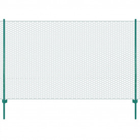 Gard din plasă de sârmă cu stâlpi, verde, 25 x 2 m, oțel