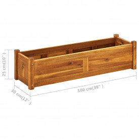 Jardinieră de grădină din lemn de acacia 100 x 30 x 25 cm - Img 6