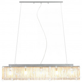 Lustră cu mărgele de cristal, argintiu, 104 cm, E14 - Img 4