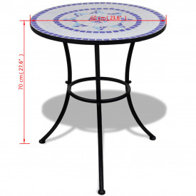 Masă cu blat mozaic 60 cm Alb/Albastru - Img 5