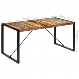 Masă de bucătărie, 160x80x75 cm, lemn masiv reciclat - Img 8