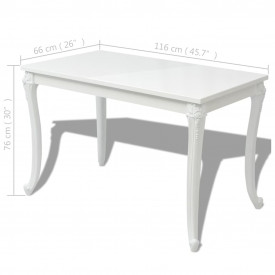 Măsuță de cafea din fibră de sticlă lucioasă albă 120x70x76 cm - Img 5