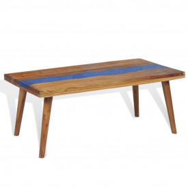 Măsuță de cafea Lemn de tec cu rășină epoxidică 100x50x40 cm - Img 4
