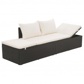 Mobilier de exterior, poliratan, 195 x 60 x 60 cm, negru - Img 3