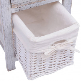 Noptiere shabby chic din lemn, 2 buc, alb - Img 6