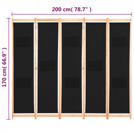 Paravan de cameră cu 5 panouri, 200x170x4 cm, material textil - Img 8