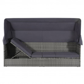 Pat de exterior cu baldachin, poliratan, 205x62x124 cm, gri - Img 2