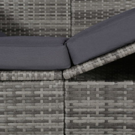 Pat de exterior cu baldachin, poliratan, 205x62x124 cm, gri - Img 7