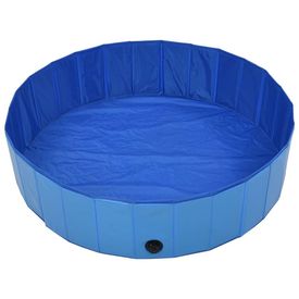 Piscină pentru câini pliabilă, albastru, 120 x 30 cm, PVC - Img 3