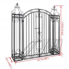 Poartă de grădină ornamentală, fier forjat, 122 x 20,5 x 134 cm - Img 5