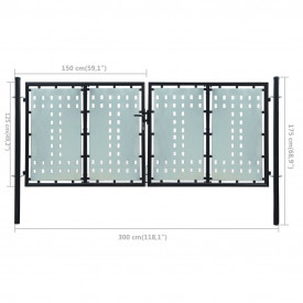 Poartă dublă neagră pentru gard 300 x 175 cm - Img 5