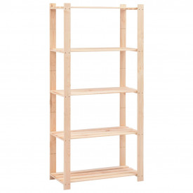 Raft depozitare cu 5 niveluri, 80x38x170 cm, lemn de pin, FSC - Img 1