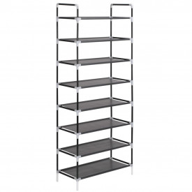 Raft încălțăminte 8 rafturi, Metal și textil nețesut, Negru - Img 3