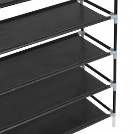 Raft pantofi 10 etajere, Metal și material textil nețesut Negru - Img 5