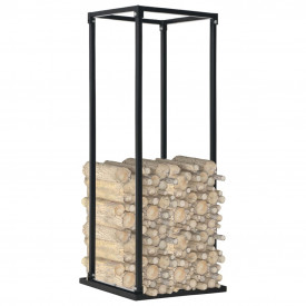 Rastel lemne de foc, cu postament, negru, 37x37x113 cm, oțel - Img 2