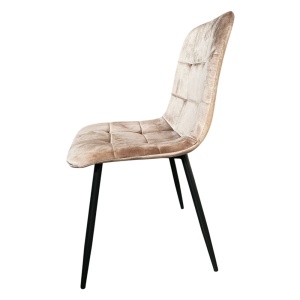 Scaun de living si bucatarie Rizea FDC4, tapiterie catifea, cadru metalic, 90 kg, 85x44x40 cm, bej - Img 3