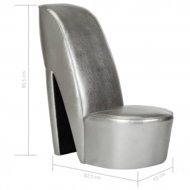 Scaun, design toc înalt, argintiu, piele ecologică - Img 7