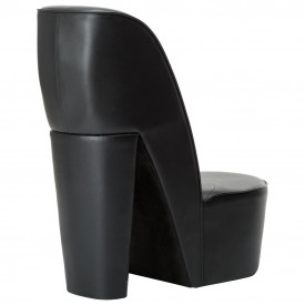 Scaun, design toc înalt, negru, piele ecologică - Img 3
