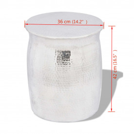 Scaun/Masă laterală din aluminiu bătut la ciocan, argintiu - Img 4