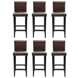 Scaune de bar, 6 buc., piele artificială, maro - Img 2