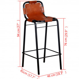 Scaune de bar din piele naturală 46 x 45 x 94 cm, 2 buc. - Img 5