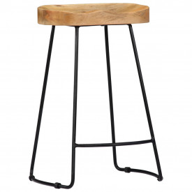 Scaune de bar Gavin, 2 buc., 45x40x62 cm, lemn masiv de mango - Img 2