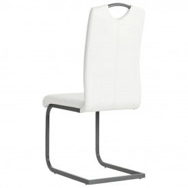 Scaune de bucătărie 6 buc piele artificială 43x55x100 cm, alb - Img 5