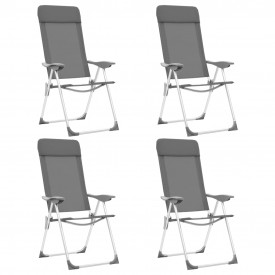 Scaune de camping pliante, 4 buc., gri, aluminiu - Img 1