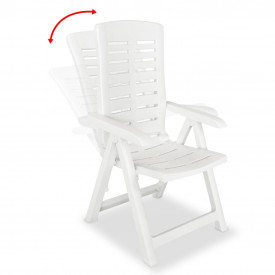 Scaune de grădină rabatabile, 4 buc, 60x61x108 cm, plastic, alb - Img 2