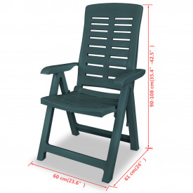 Scaune grădină rabatabile 2 buc, 60x61x108 cm, plastic, verde - Img 8