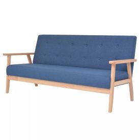 Set canapea, 2 piese, textil, albastru - Img 3