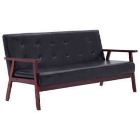 Set canapea, 3 piese., negru, piele artificială