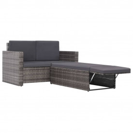 Set canapea de exterior, 7 piese, poliratan, gri - Img 3